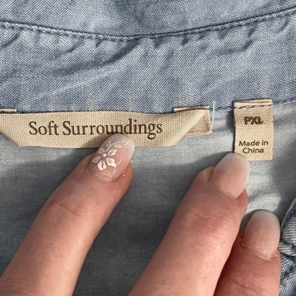 Soft Surroundings Alee Tencel Chambray Tunic PXL - Picture 10 of 12